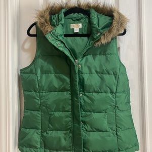Shamrock Green Goose Down Vest - removable hoodie